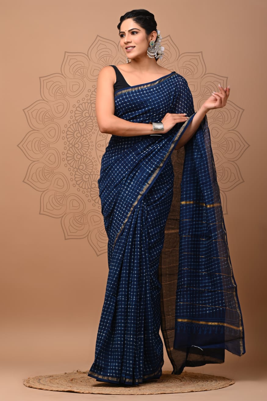 Neel Tara Modern Handblock Printed Saree