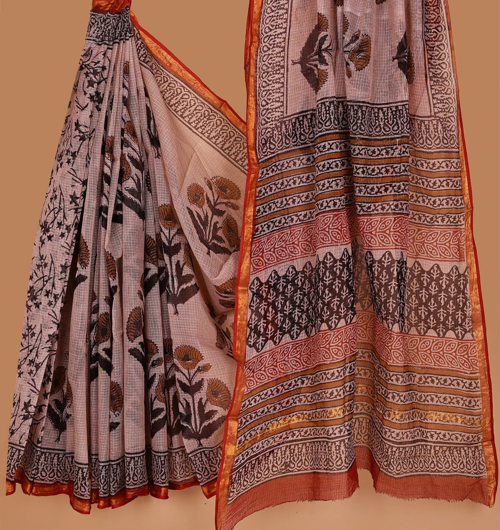 Phulwari, Traditional Motifs Handblock Printed Kotadoriya Saree