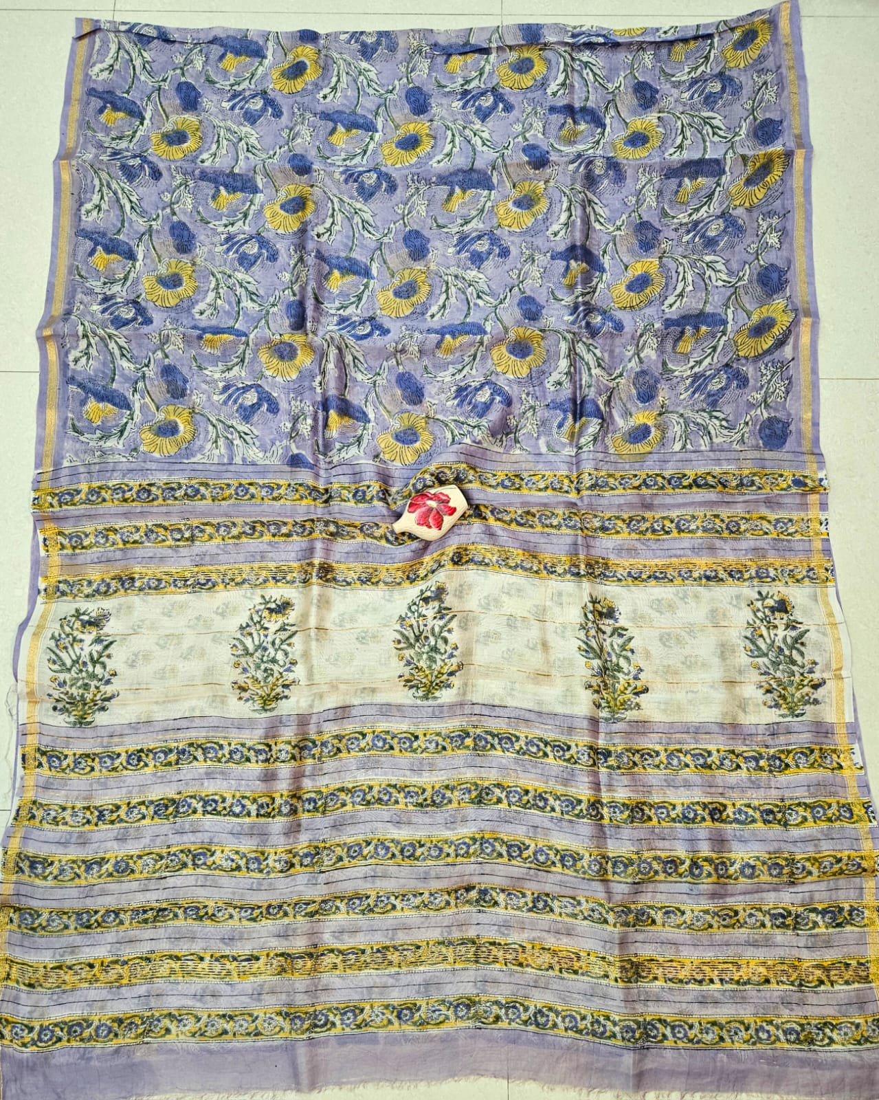 Neel Gulnaar, Handblock Printed Chanderi Silk Saree